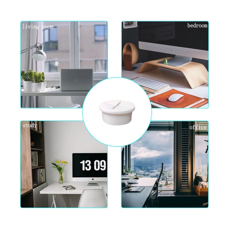 ZYYC 6 Pcs Cable Cord Grommet 1 Inch Flexible Wire Rubber Grommets Flexible Silicone Cable Cord Grommet Desk Grommet for TV Console and Other Furnitures Cover Cable Pass Through Management (White) - Image 3